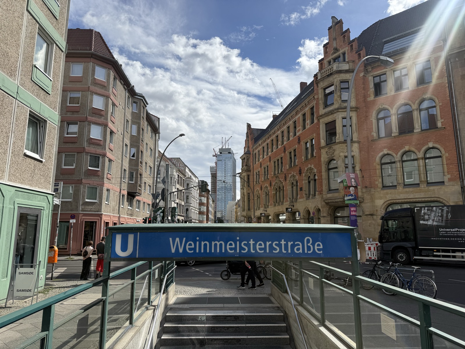 Weinmeisterstra&szlig;e U-Bahn entrance, right around the corner